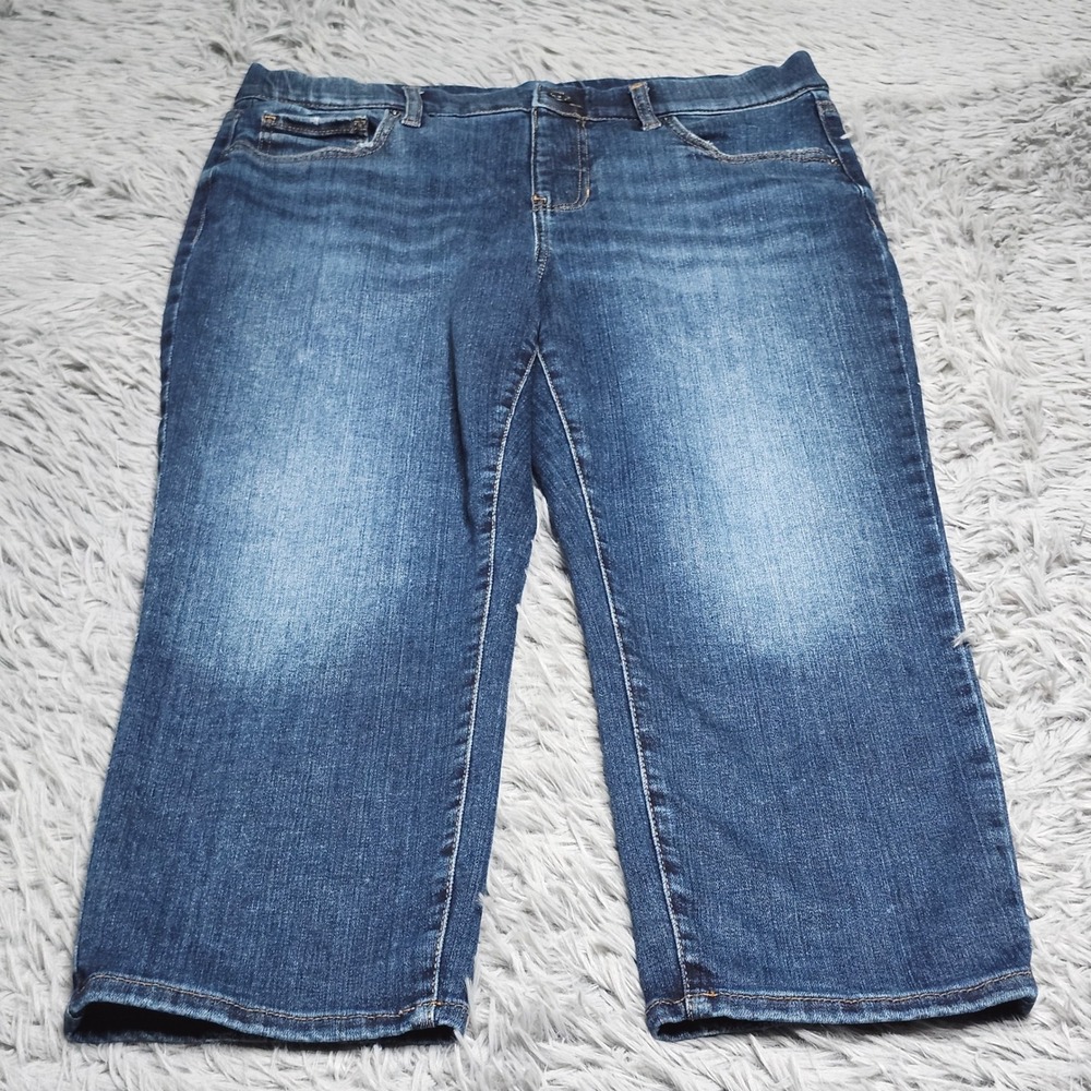 JAG Maya Capri Jeans Women 14 14/22 Blue Denim Stretch Cropped Medium Wash 34x22